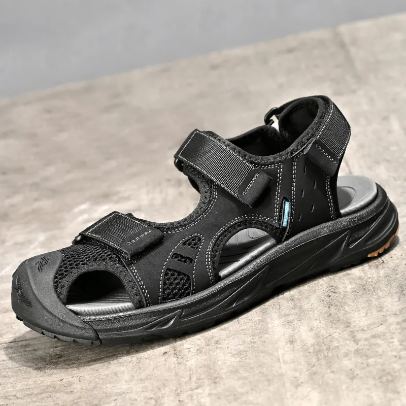 QIUTEXIONG Beach Sandals Men Black/Gray-4