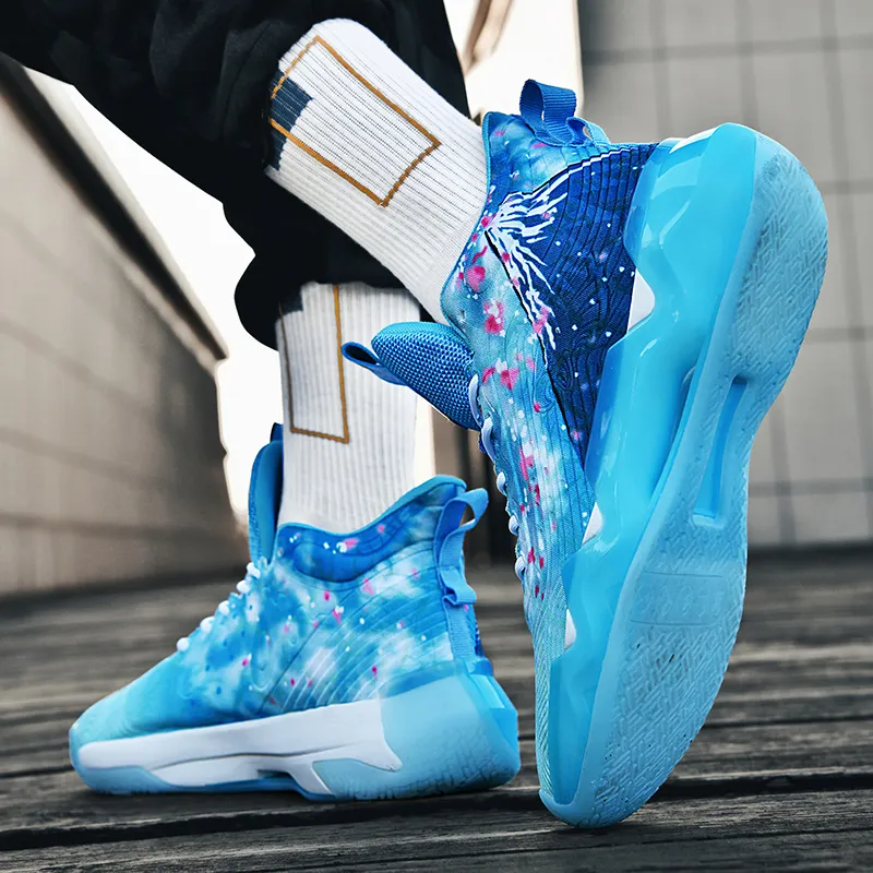 QIUTEXIONG Shock Absorbers With Slip Resistant And Abrasion Resistant Properties Mid Top Basketball Shoes Unisex-6