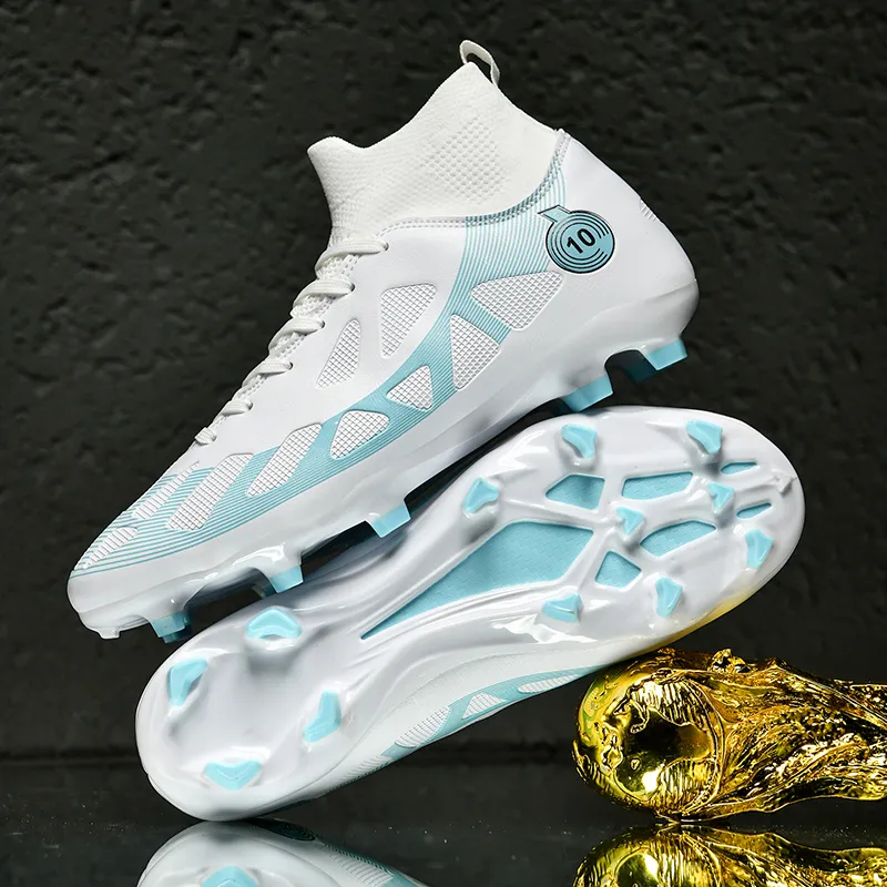 QIUTEXIONG FG Rubber Long Studs TF Rubber Broken Studs Soft Ground Firm Ground Slip Resistant Soccer Shoes Unisex-25