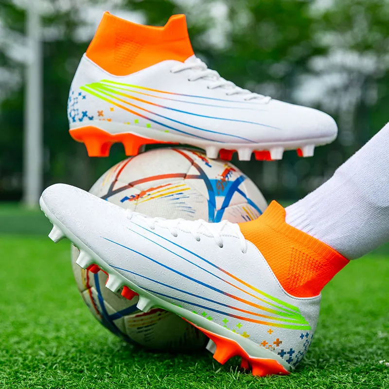 QIUTEXIONG FG Rubber Long Studs TF Rubber Broken Studs Slip Resistant Soccer Shoes Unisex-25