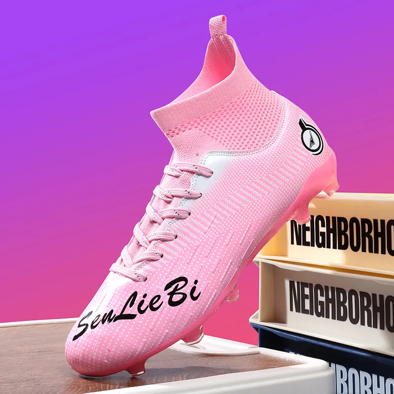 QIUTEXIONG FG Rubber Long Studs TF Rubber Broken Studs Soft Ground Firm Ground Slip Resistant Soccer Shoes Unisex-37