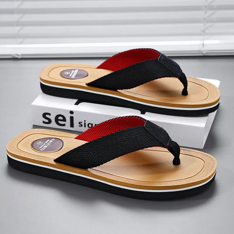 QIUTEXIONG Rubber Sole Odor Resistant Flip Flops Men's-2