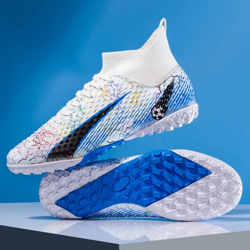 QIUTEXIONG FG Rubber Long Studs TF Rubber Broken Studs Soft Ground Firm Ground Slip Resistant Soccer Shoes Unisex-5