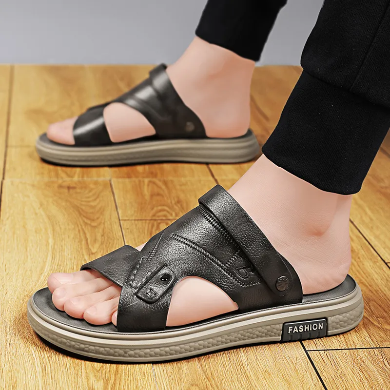 QIUTEXIONG Beach Sandals Men Yellow/Gray-7