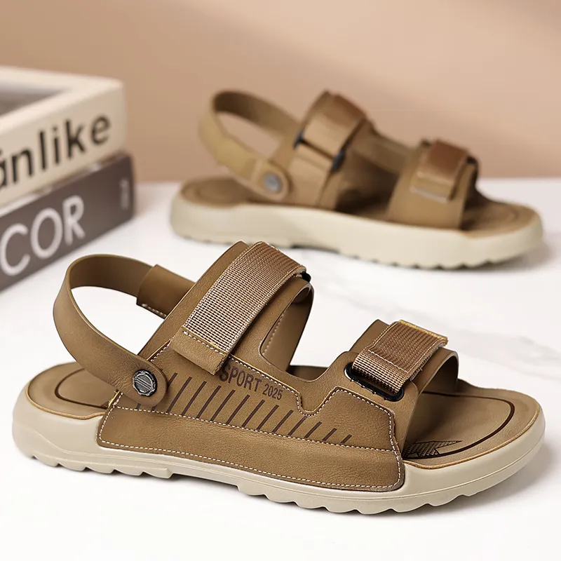 QIUTEXIONG Beach Sandals Men Yellow/Khaki-7