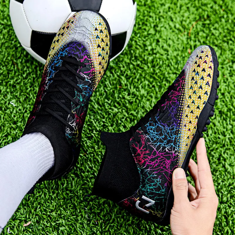 QIUTEXIONG Soccer Shoes Unisex High Top White/Black-18