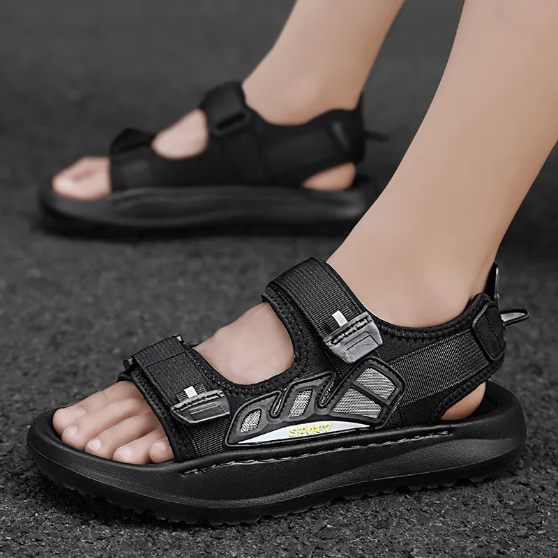 QIUTEXIONG Beach Sandals Men Black/Khaki-3