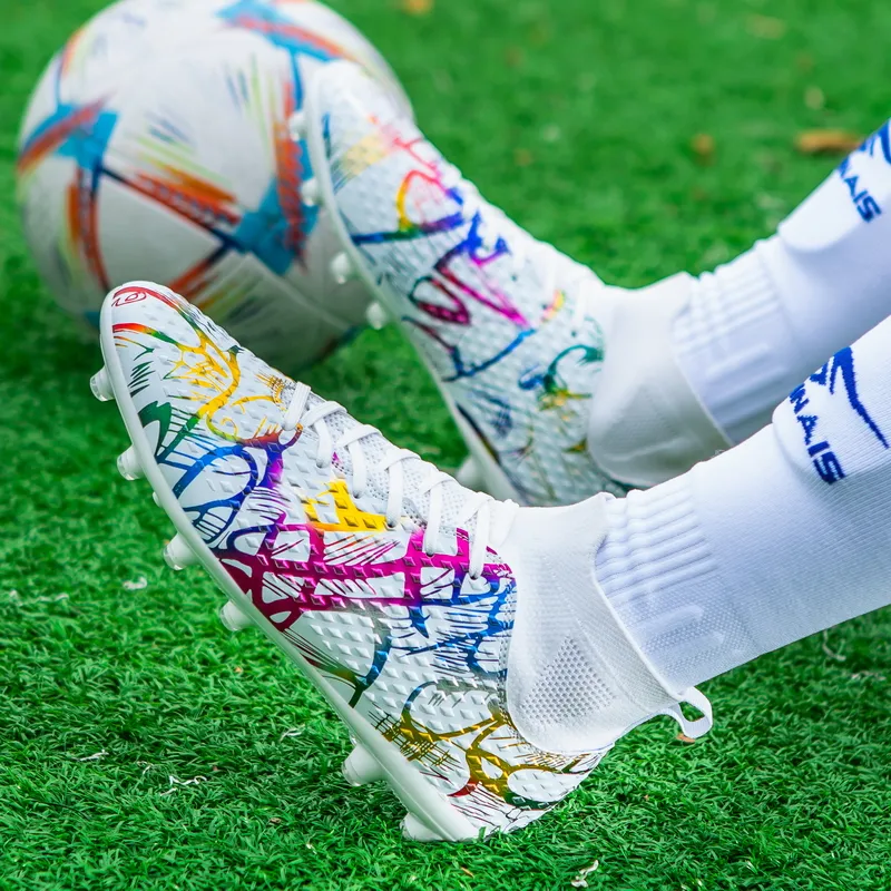 QIUTEXIONG FG Rubber Long Studs TF Rubber Broken Studs Soft Ground Firm Ground Balance Soccer Shoes Unisex-25