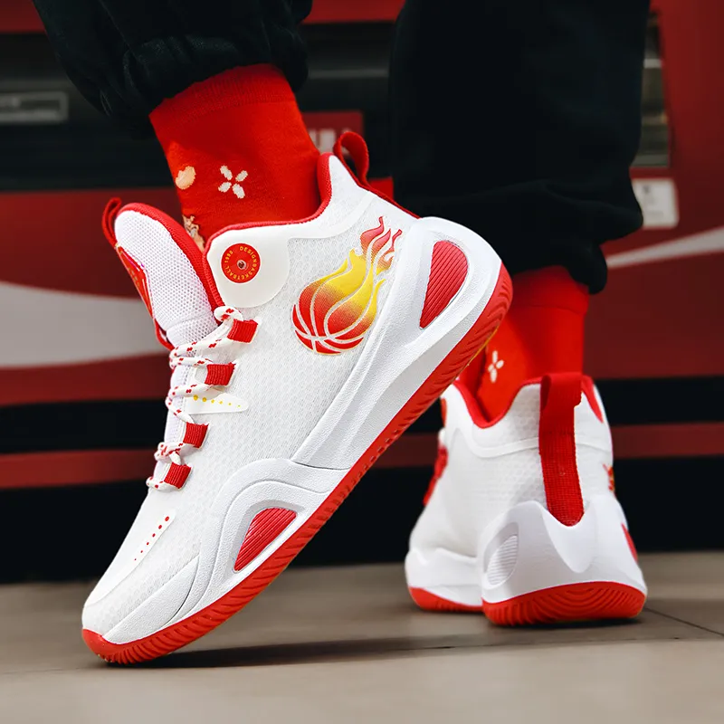 QIUTEXIONG Shock Absorbers With Slip Resistant And Abrasion Resistant Properties Mid Top Basketball Shoes Unisex-1