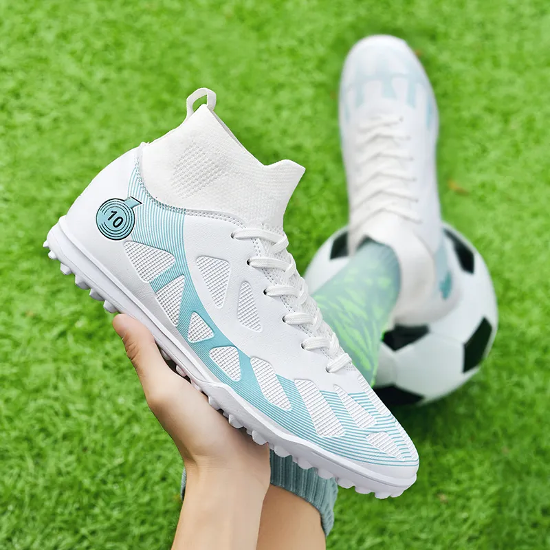QIUTEXIONG FG Rubber Long Studs TF Rubber Broken Studs Soft Ground Firm Ground Slip Resistant Soccer Shoes Unisex-2