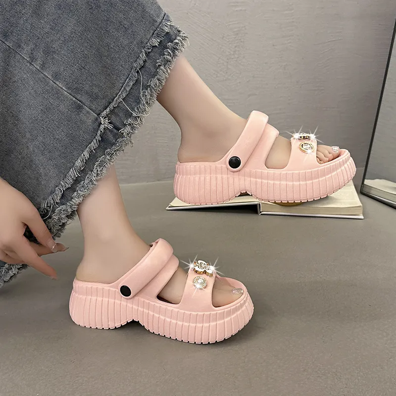 QIUTEXIONG EVA Rhinestone Slip Resistant Abrasion Resistant Slide Slippers Women's-15