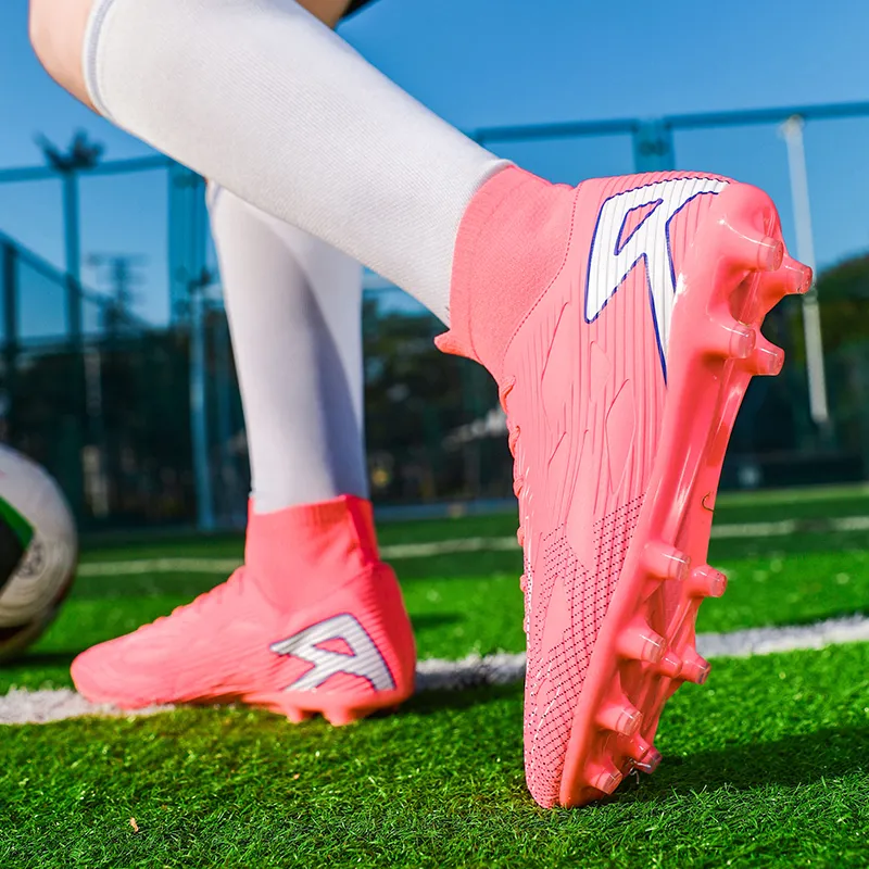 QIUTEXIONG FG Rubber Long Studs TF Rubber Broken Studs Soft Ground Firm Ground Slip Resistant Soccer Shoes Unisex-45