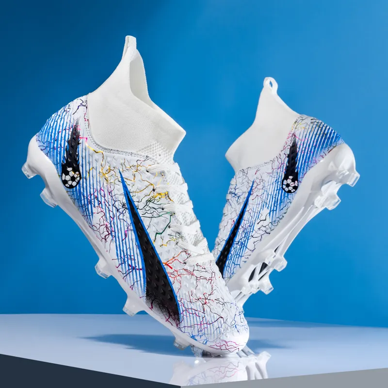 QIUTEXIONG FG Rubber Long Studs TF Rubber Broken Studs Soft Ground Firm Ground Slip Resistant Soccer Shoes Unisex-25