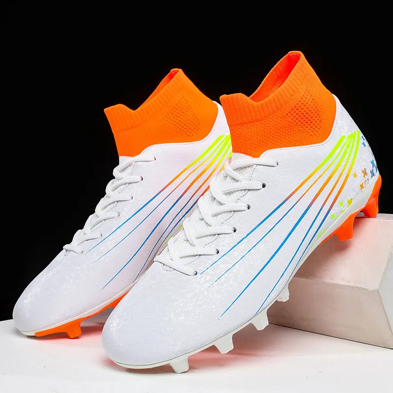 QIUTEXIONG FG Rubber Long Studs TF Rubber Broken Studs Slip Resistant Soccer Shoes Unisex-23