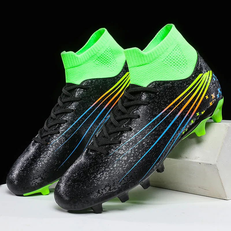 QIUTEXIONG FG Rubber Long Studs TF Rubber Broken Studs Slip Resistant Soccer Shoes Unisex-37