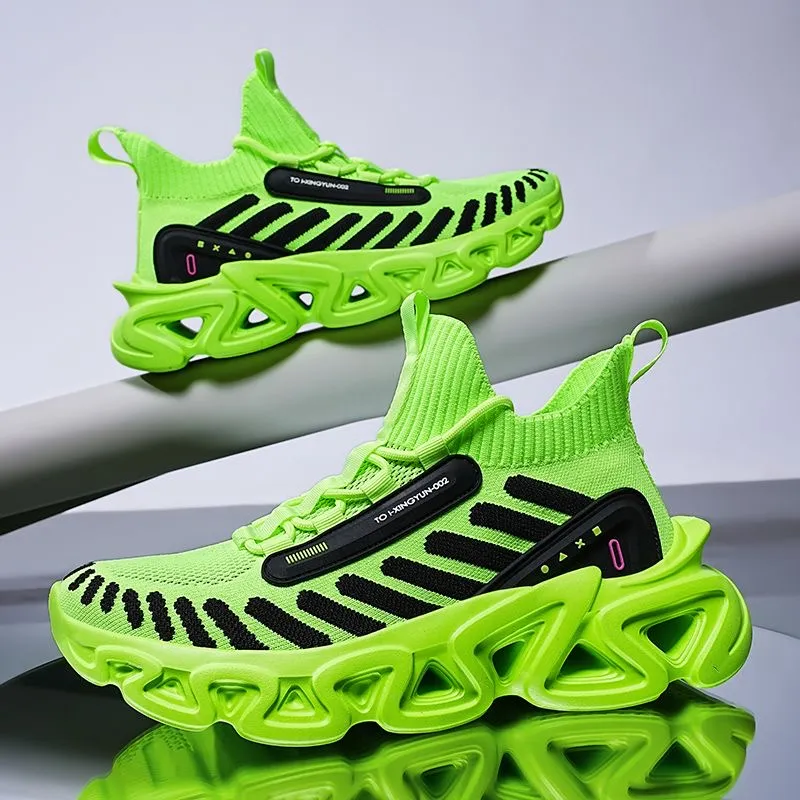 QIUTEXIONG Shock Absorbers Slip Resistant Breathable Mid Top Racing City Commute Running Shoes Men's-3