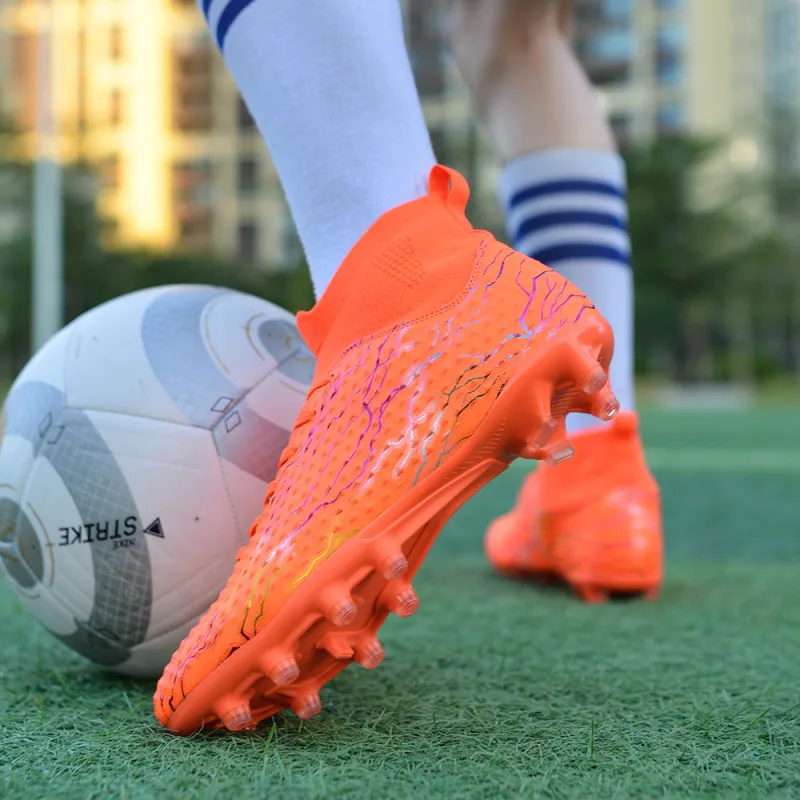 QIUTEXIONG FG Rubber Long Studs TF Rubber Broken Studs Soft Ground Firm Ground Slip Resistant Soccer Shoes Unisex-39