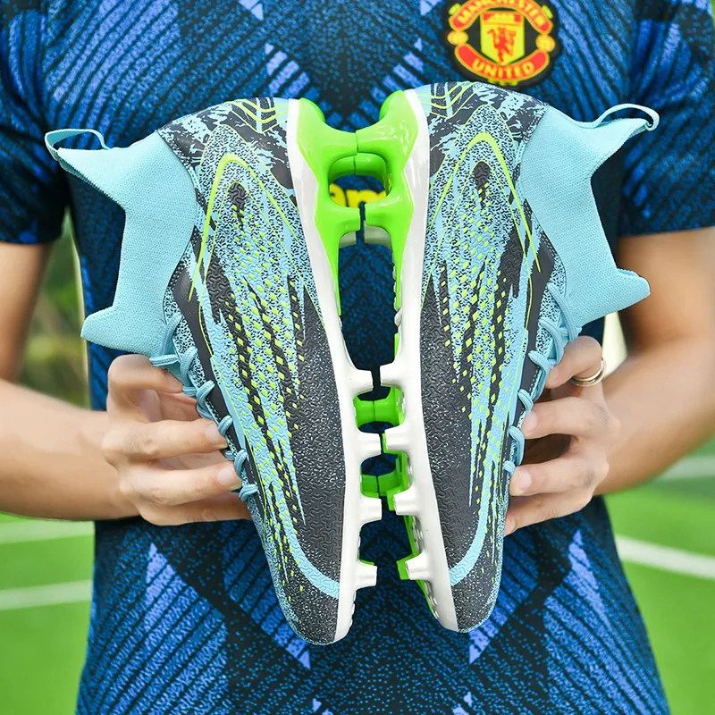 QIUTEXIONG FG Rubber Long Studs TF Rubber Broken Studs Cushioning Impact Resistant Soccer Shoes Unisex-38