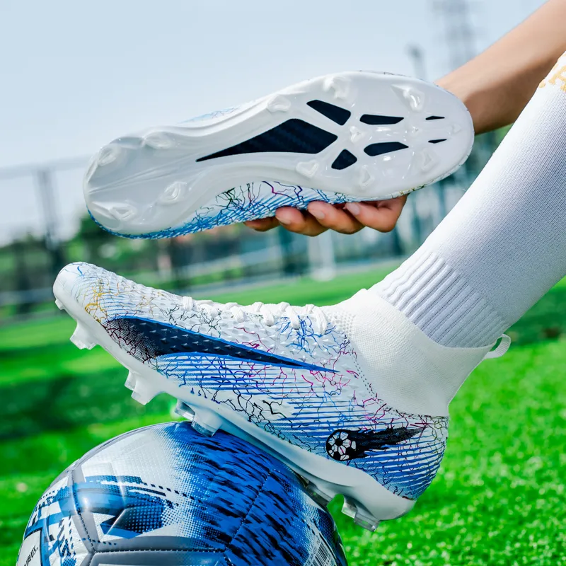 QIUTEXIONG FG Rubber Long Studs TF Rubber Broken Studs Soft Ground Firm Ground Slip Resistant Soccer Shoes Unisex-26