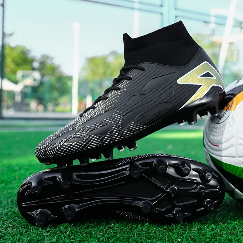QIUTEXIONG FG Rubber Long Studs TF Rubber Broken Studs Soft Ground Firm Ground Slip Resistant Soccer Shoes Unisex-32