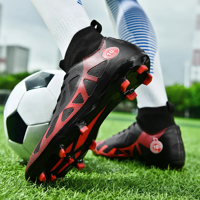 QIUTEXIONG FG Rubber Long Studs TF Rubber Broken Studs Soft Ground Firm Ground Slip Resistant Soccer Shoes Unisex-39