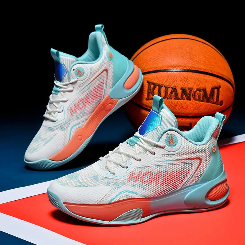 QIUTEXIONG Shock Absorbers Slip Resistant Breathable Mid Top Basketball Shoes Unisex-11