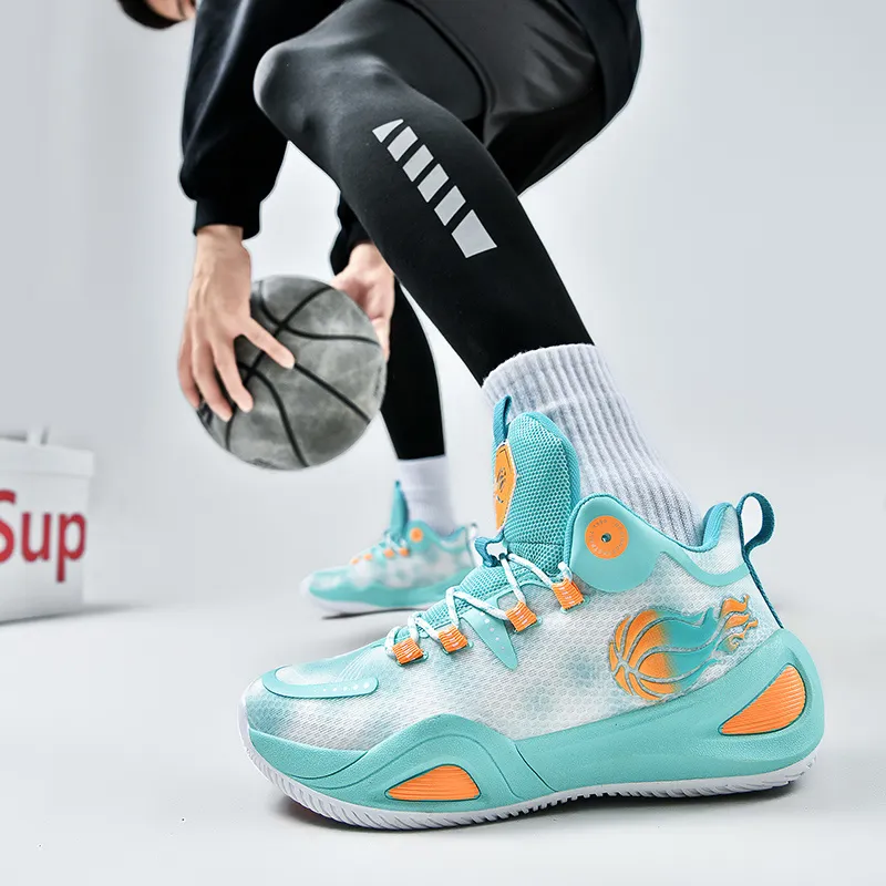 QIUTEXIONG Shock Absorbers With Slip Resistant And Abrasion Resistant Properties Mid Top Basketball Shoes Unisex-13