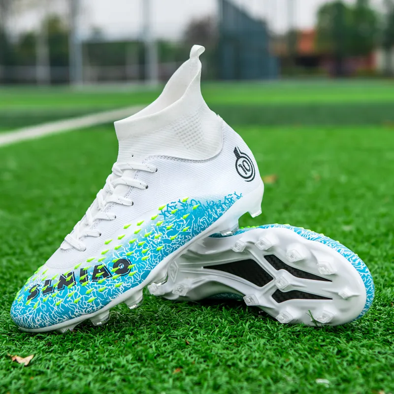 QIUTEXIONG Soccer Shoes Unisex High Top White/Black/Green/Neon Green-46
