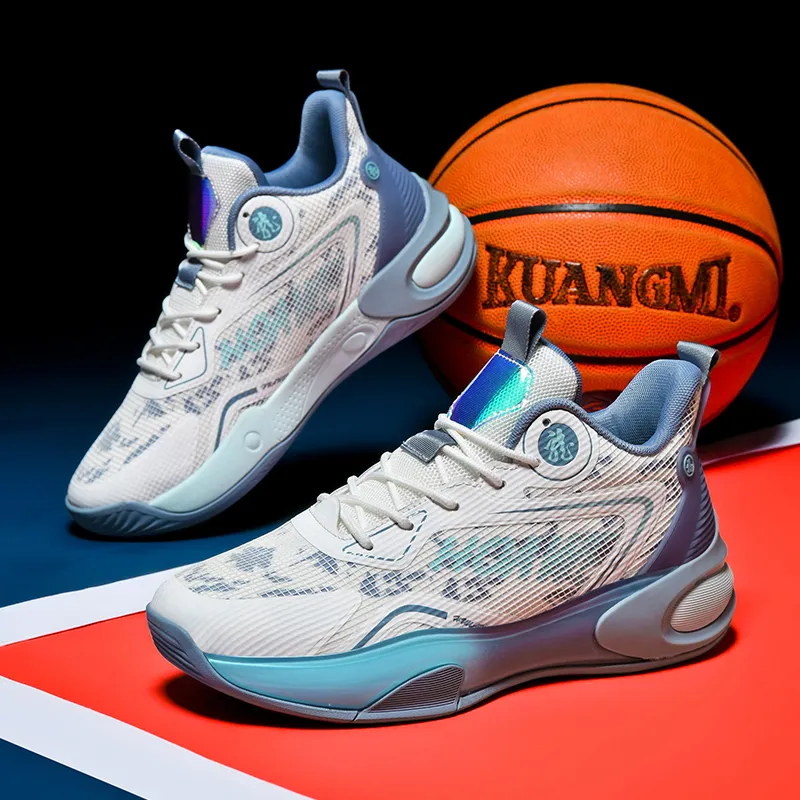 QIUTEXIONG Shock Absorbers Slip Resistant Breathable Mid Top Basketball Shoes Unisex-18