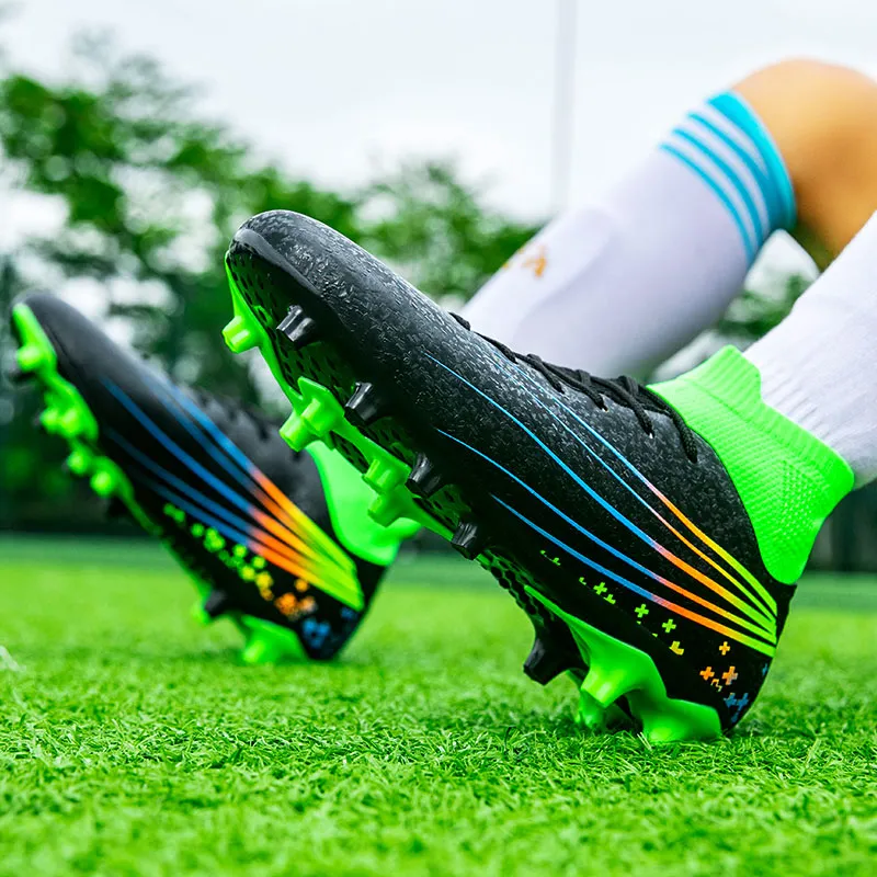 QIUTEXIONG FG Rubber Long Studs TF Rubber Broken Studs Slip Resistant Soccer Shoes Unisex-39