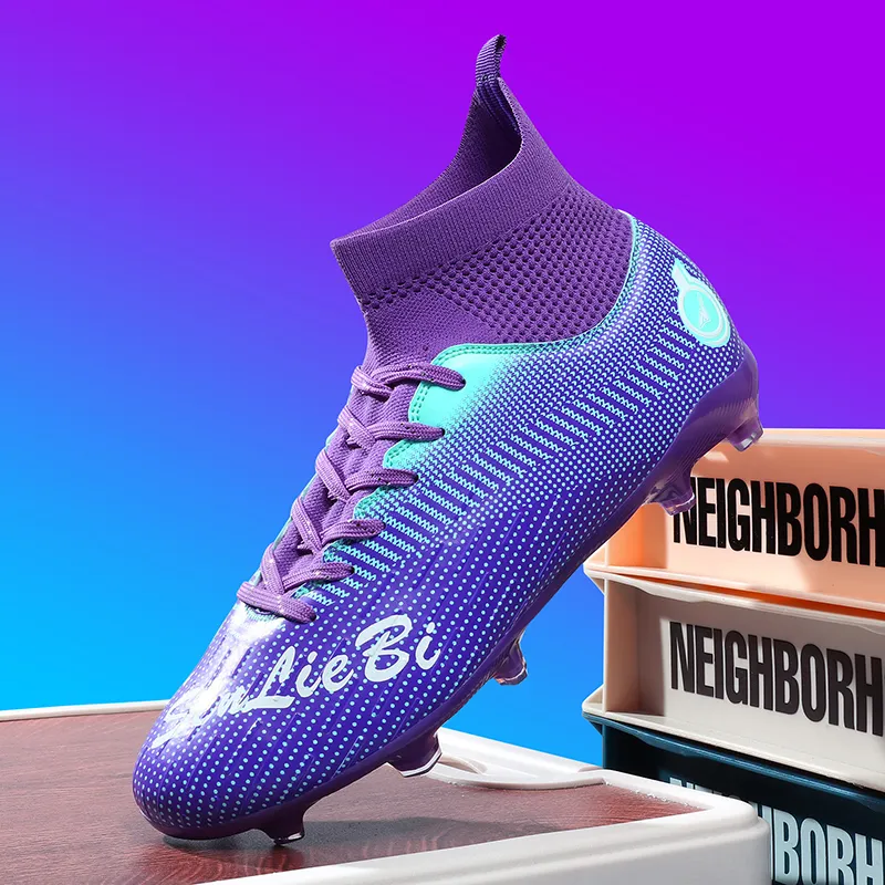 QIUTEXIONG FG Rubber Long Studs TF Rubber Broken Studs Soft Ground Firm Ground Slip Resistant Soccer Shoes Unisex-30