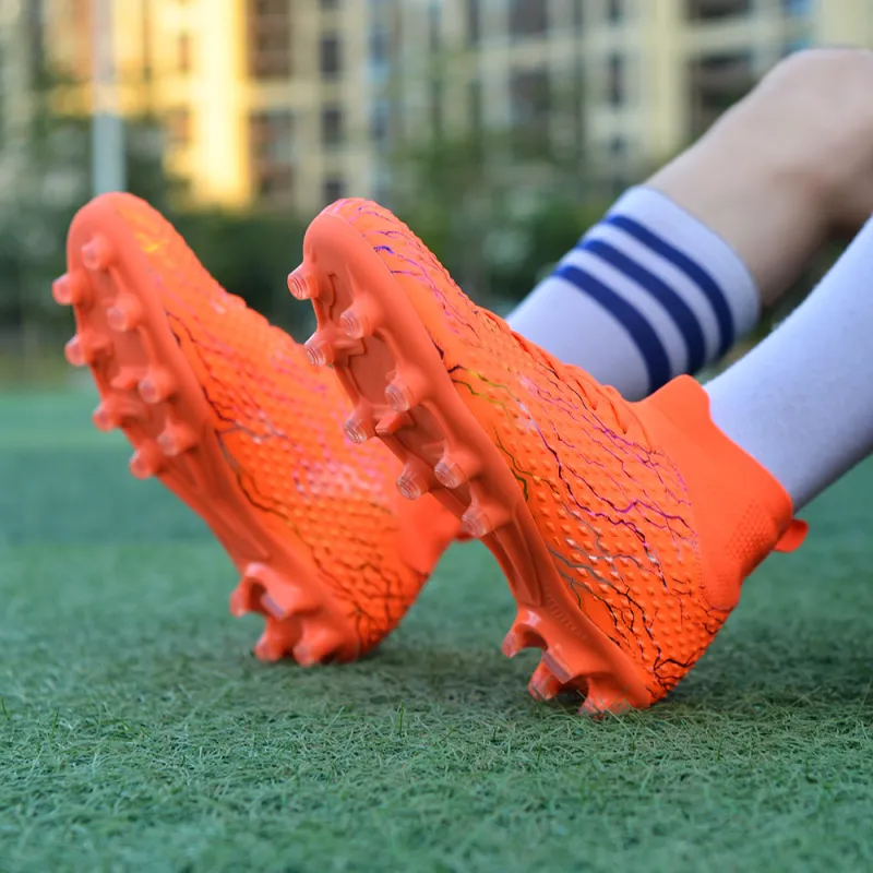 QIUTEXIONG FG Rubber Long Studs TF Rubber Broken Studs Soft Ground Firm Ground Slip Resistant Soccer Shoes Unisex-40