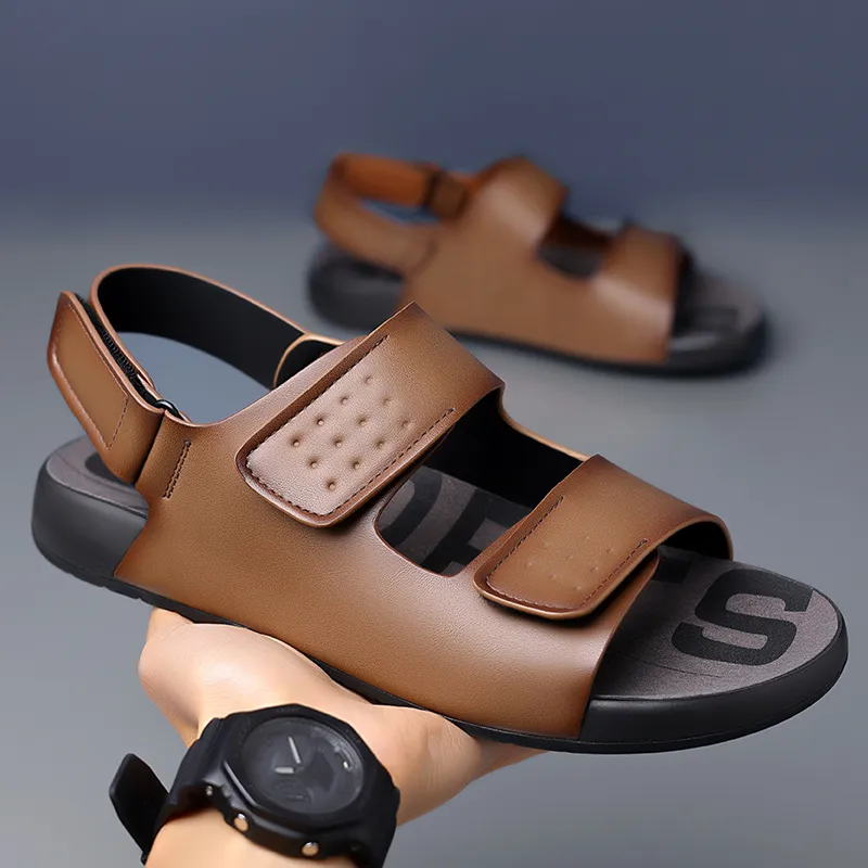 QIUTEXIONG Beach Sandals Men Black/Brown-8