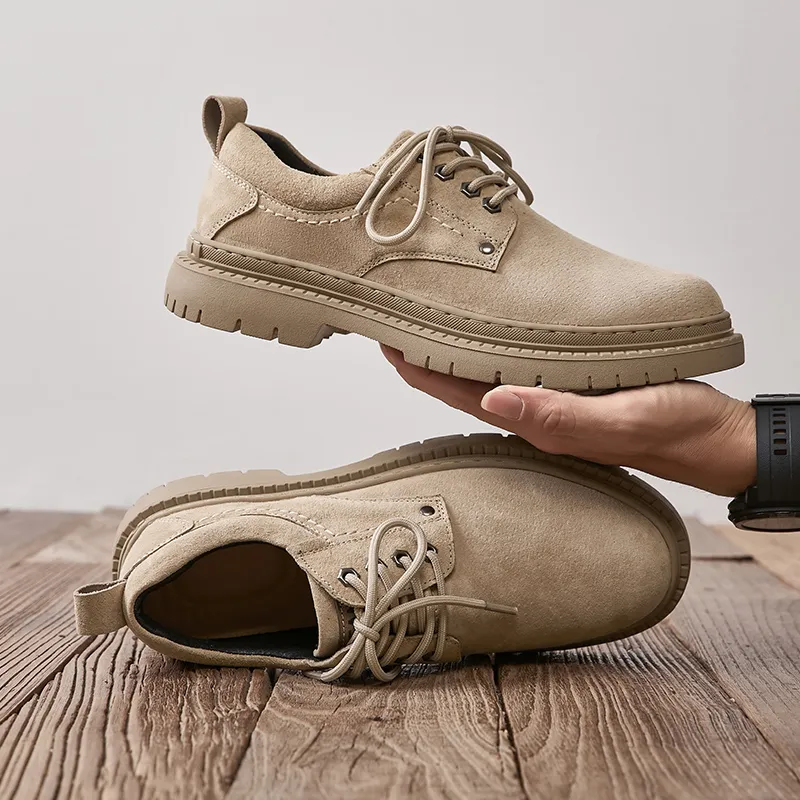 QIUTEXIONG Work Boots Men Low Top Gold/Sand/Khaki-11