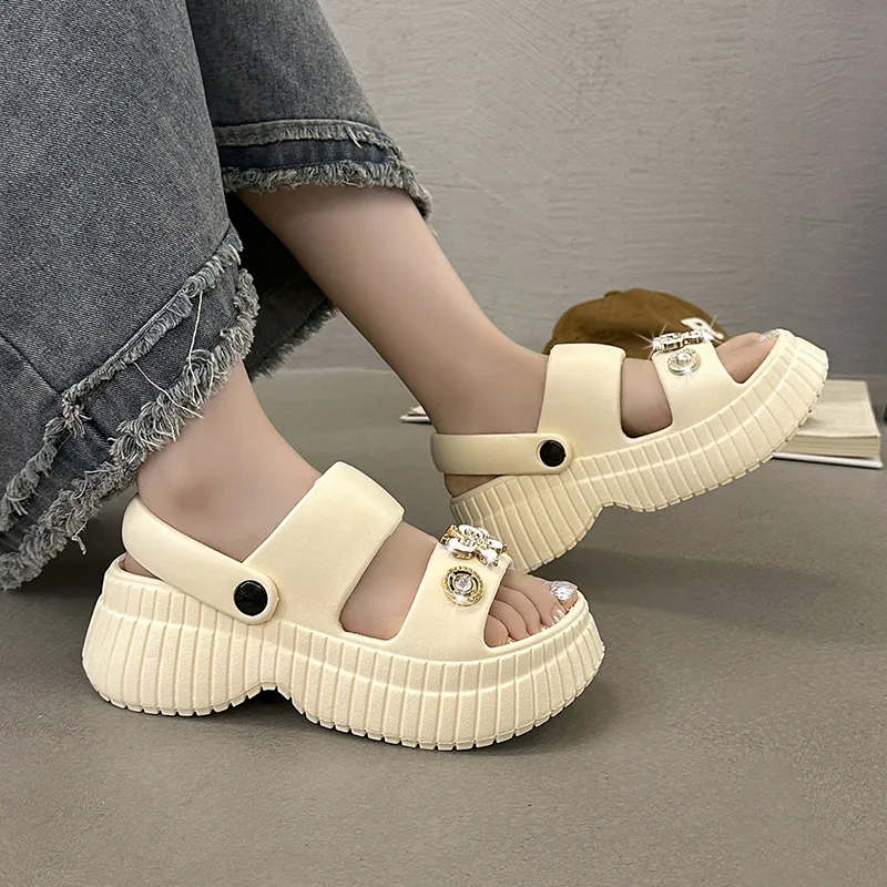 QIUTEXIONG EVA Rhinestone Slip Resistant Abrasion Resistant Slide Slippers Women's-9