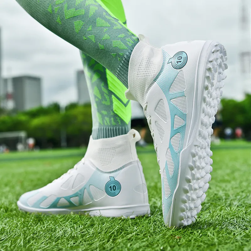 QIUTEXIONG FG Rubber Long Studs TF Rubber Broken Studs Soft Ground Firm Ground Slip Resistant Soccer Shoes Unisex-3