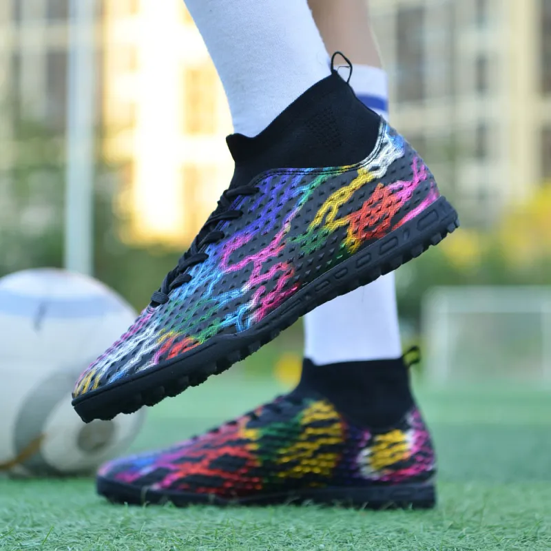 QIUTEXIONG FG Rubber Long Studs TF Rubber Broken Studs Soft Ground Firm Ground Slip Resistant Soccer Shoes Unisex-3