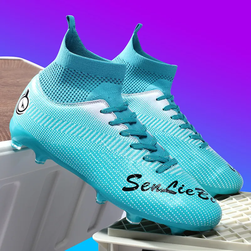 QIUTEXIONG FG Rubber Long Studs TF Rubber Broken Studs Soft Ground Firm Ground Slip Resistant Soccer Shoes Unisex-45