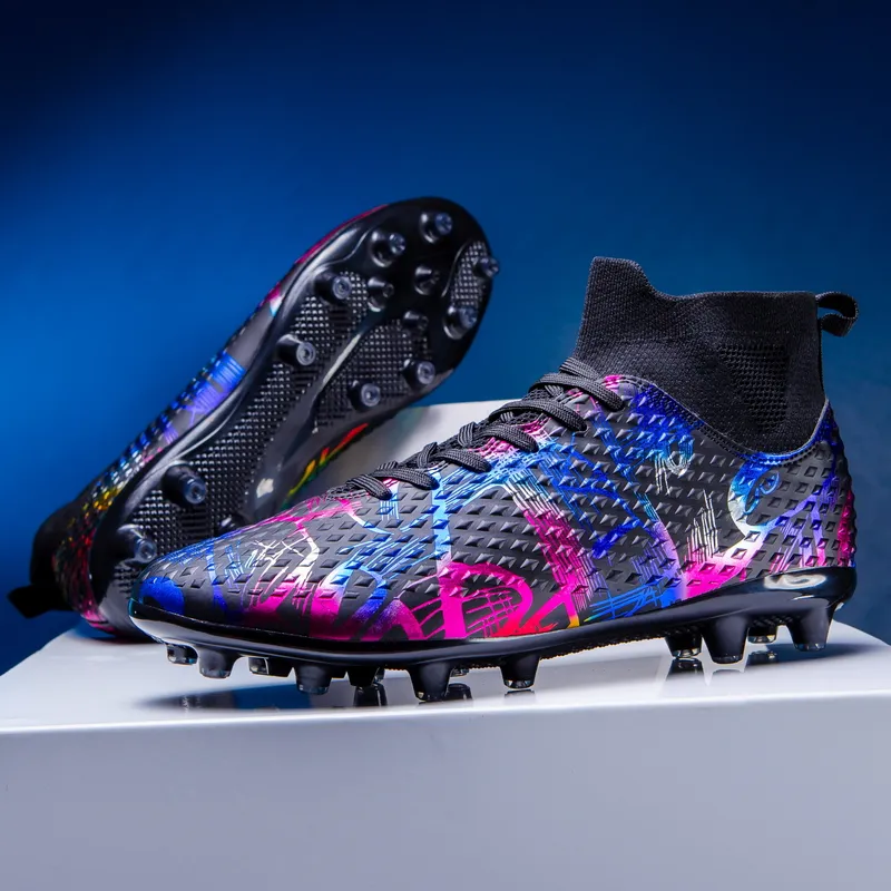 QIUTEXIONG FG Rubber Long Studs TF Rubber Broken Studs Soft Ground Firm Ground Balance Soccer Shoes Unisex-40