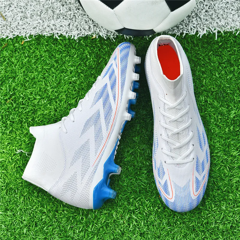 QIUTEXIONG FG Rubber Long Studs TF Rubber Broken Studs Cushioning Support Impact Resistant Soccer Shoes Unisex-26