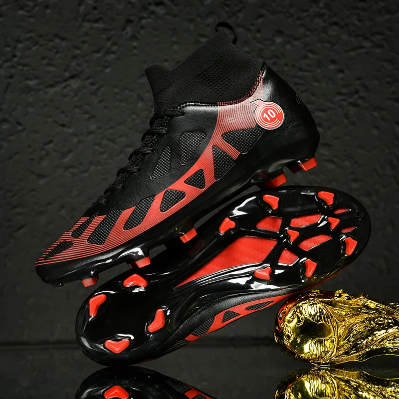 QIUTEXIONG FG Rubber Long Studs TF Rubber Broken Studs Soft Ground Firm Ground Slip Resistant Soccer Shoes Unisex-41