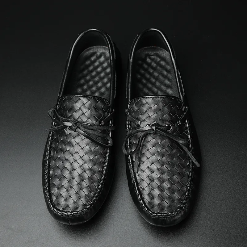 QIUTEXIONG Gommino Loafers Men's Black-2