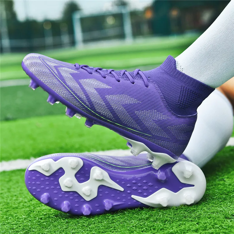 QIUTEXIONG FG Rubber Long Studs TF Rubber Broken Studs Cushioning Support Impact Resistant Soccer Shoes Unisex-35
