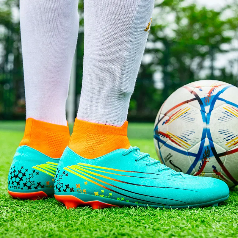 QIUTEXIONG FG Rubber Long Studs TF Rubber Broken Studs Slip Resistant Soccer Shoes Unisex-32