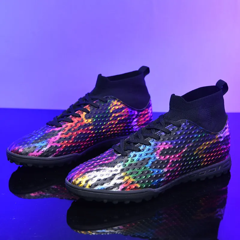 QIUTEXIONG FG Rubber Long Studs TF Rubber Broken Studs Soft Ground Firm Ground Slip Resistant Soccer Shoes Unisex-4