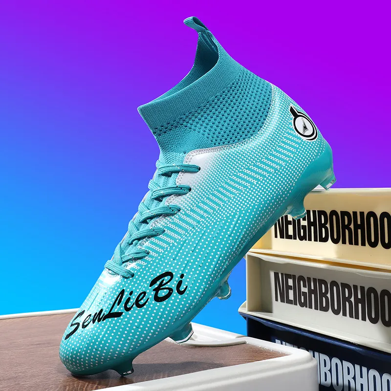 QIUTEXIONG FG Rubber Long Studs TF Rubber Broken Studs Soft Ground Firm Ground Slip Resistant Soccer Shoes Unisex-44