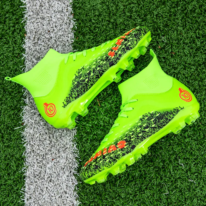 QIUTEXIONG Soccer Shoes Unisex High Top White/Black/Green/Neon Green-50