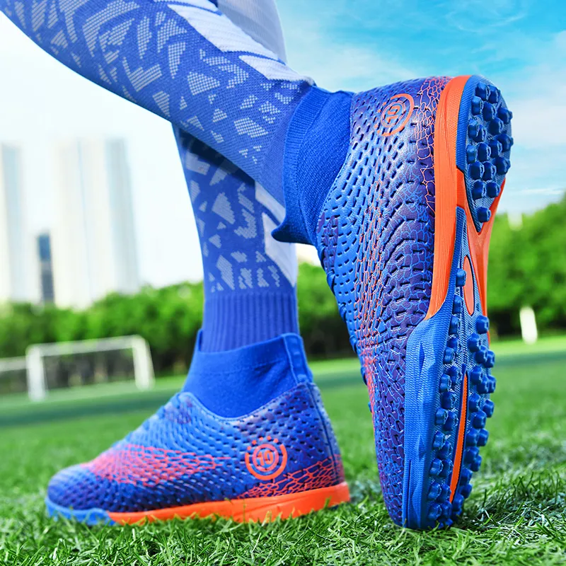 QIUTEXIONG FG Rubber Long Studs TT Rubber Broken Studs Artificial Ground Cushioning Breathable Soccer Shoes Unisex-34