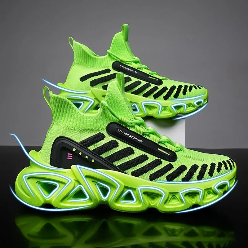 QIUTEXIONG Shock Absorbers Slip Resistant Breathable Mid Top Racing City Commute Running Shoes Men's-2