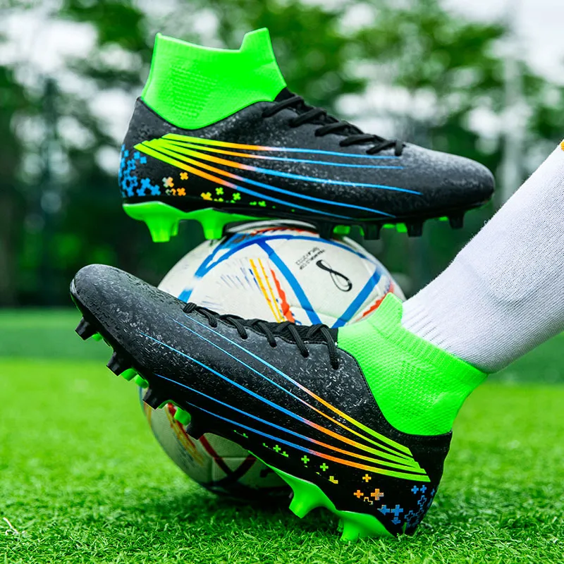 QIUTEXIONG FG Rubber Long Studs TF Rubber Broken Studs Slip Resistant Soccer Shoes Unisex-38